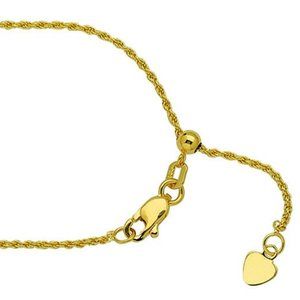 14K Solid Yellow Gold Rope Chain Necklace to 22"